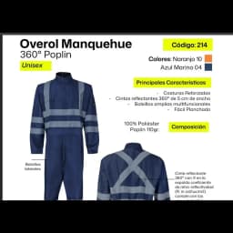 Buzo Poplin Pil Azul C/Cta Refl T Xl