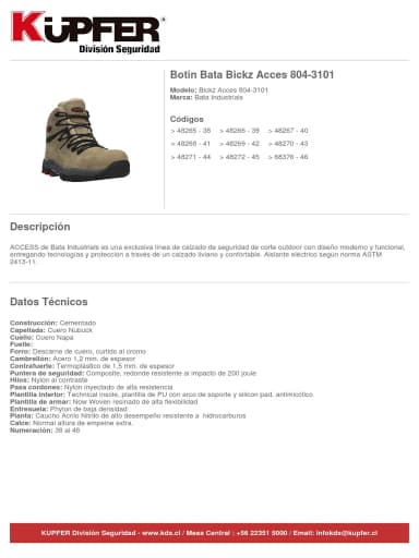 Botin Bata Bickz Acces 804 N 38
